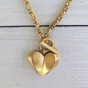 GIVENCHY Vintage Heart Toggle Necklace Gold Metal